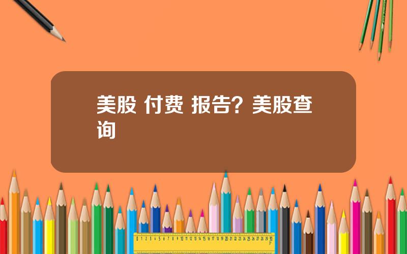 美股 付费 报告？美股查询